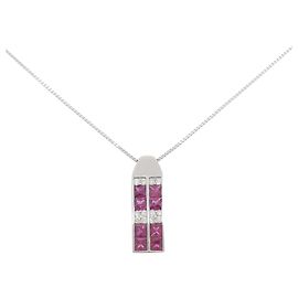 Autre Marque Rubin-Diamant-Halskette Pt900 Pt850 Rot