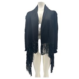 Autre Marque THEN PARIS Fransen Cardigan aus Kaschmir Schwarz Schwarz