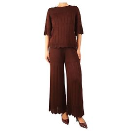 Eres Brown open-knit top and trouser set - size Castaño