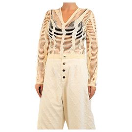 Dior Top à manches longues avec découpes couleur crème - taille UK 10 Écru