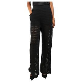 Chanel Black open-knit trousers - size UK 8 Black