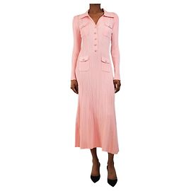 Self portrait Robe midi en maille côtelée rose - taille S Rose