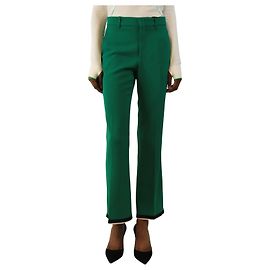Gucci Green stripe-cuff trousers - size UK 6 Green
