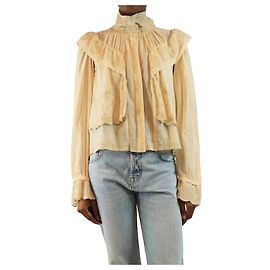 Isabel Marant Etoile Camicetta con volant ricamati neutra - taglia UK 6 Altro