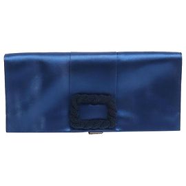 Roger Vivier Blaue Satin-Clutch Blau