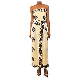 Johanna Ortiz Robe longue ancienne crème - taille UK 6 Écru
