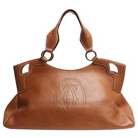 Cartier Bolsa tote de couro vintage marrom Marrom