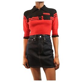 Miu Miu Crop-Top aus Polo-Strick in Rot und Schwarz - Größe UK 6 Rot