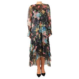 Zimmermann Black floral ruffled sheer dress - size UK 10 Black