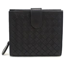Cartera bi-fold en piel de cordero negra Bottega Veneta Negro