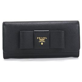 Prada Bi-fold Long Wallet Black