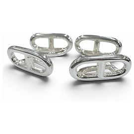 Hermès Hermes Vintage 925 Chaine d'Ancre Cufflinks Silvery