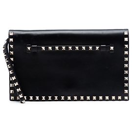 Clutch da polso Valentino Black Nappa Rockstud Nero