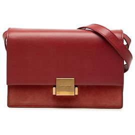 Bolsa Bellechasse de Saint Laurent em couro de bezerro e camurça vermelha, tamanho Medium Vermelho Bordeaux
