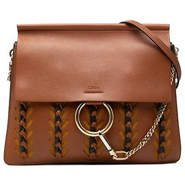 Bolsa transversal Chloé Faye em couro trançado marrom tamanho médio Marrom