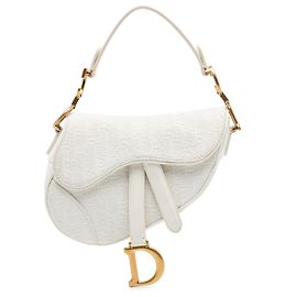 Sac Saddle en toile brodée Oblique mini blanc de Dior Blanc