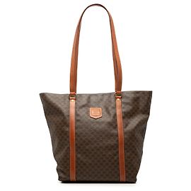 Céline Celine Brown Macadam Coated Canvas  Tote Brown