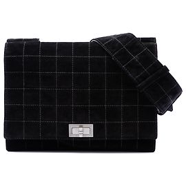 Chanel Black Chocolate Bar Suede Reissue 2.55 Single Flap Nero