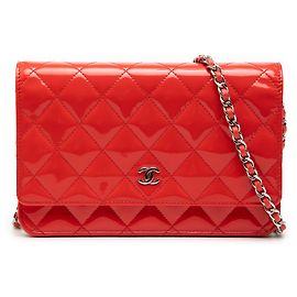 Chanel Orange CC Patent Wallet on Chain Rot Orange
