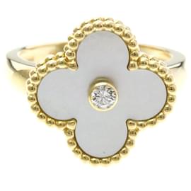 Van Cleef & Arpels Vintage Alhambra Mother of Pearl Band Ring Golden