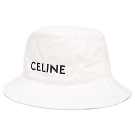 Céline Chapéu bucket Celine com logotipo bordado Branco