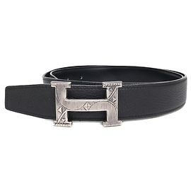 Hermès Hermes Constance Belt in Black and Silver Black Silvery