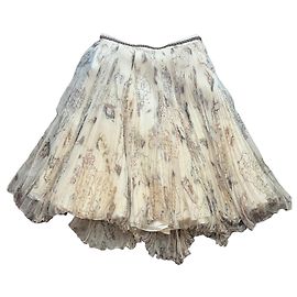 Falda midi plisada de seda Alexander McQueen con estampado de mapa mundial Castaño Multicolor Beige