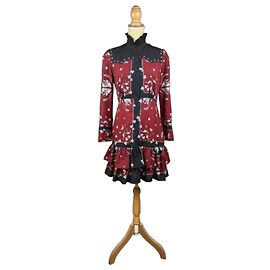 Sandro Kleid mit Pferde- und Sternenprint Schwarz Rot