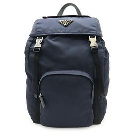 Mochila de nylon e couro Prada Azul