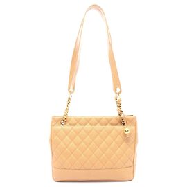 Sac cabas Chanel Caviar Skin Matelasse Coco Ball Marron Beige