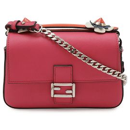 Bolsa Bucket Micro Dupla de Couro Fendi Branco