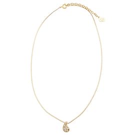 Collier Dior Vintage Crystal Teardrop Doré Métallisé