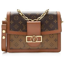 Louis Vuitton Reverse Monogram Dauphine MM Shoulder Bag Brown