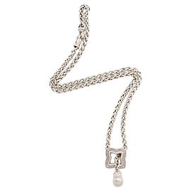 David Yurman Sterling Silver Diamond Quatrefoil Lariat Necklace Silvery Metallic