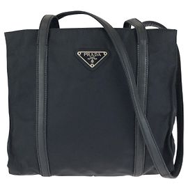 Borsa a tracolla Prada Nylon Leather Tessuto Triangle Logo Nero