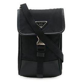 Borsa a tracolla smartphone in nylon con logo triangolo Prada Nero