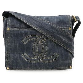 Borsa a tracolla in denim Chanel Blu Altro