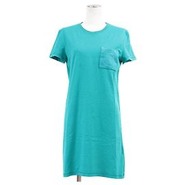 Vestido de algodão com bordado de logotipo H Hermès 38 Azul Outro