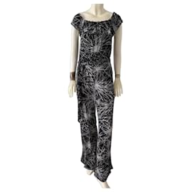 Diane von Furstenberg DVF Adele Patterned Jumpsuit Black White