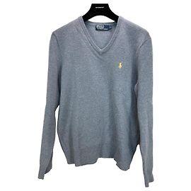 Polo Ralph Lauren V-Ausschnitt Pullover aus Lammwolle Grau