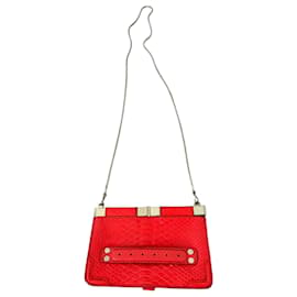Proenza Schouler Red Python-Embossed Leather Shoulder Bag Red