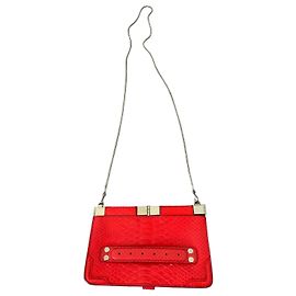 Proenza Schouler Schultertasche aus rotem Leder mit Python-Prägung Rot