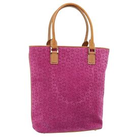 Céline CELINE C Macadam Canvas Tote Bag Suede Pink Gold Auth 187769A Pink Golden