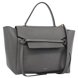 Céline CELINE Micro Belt Hand Bag Leather 2way Gray Gold Auth ka4768V Marron Doré
