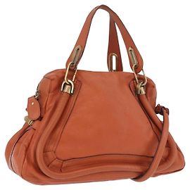 Chloé Sac à main Chloe Paraty en cuir 2way Orange Or Auth 186311 Doré Orange