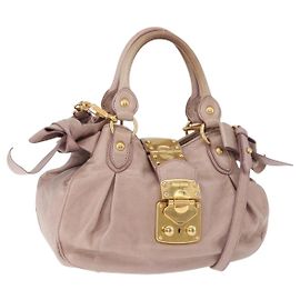 Borsa Miu Miu in pelle 2way Rosa Oro Auth 187497 Rosa D'oro