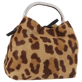 Pochette PRADA em pele de vitelo marrom prata Auth 187486V Marrom Prata