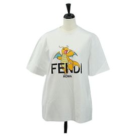 FENDI x FRGMT x POKMON Dragonite T-Shirt Baumwolle Weiß Auth 167426SAM Weiß