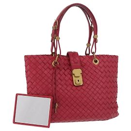 Bolsa BOTTEGA VENETA INTRECCIATO de couro Vermelho Ouro Auth 187567A Vermelho Dourado