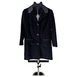 Dolce & Gabbana Black Corduroy and Leather Blazer Black